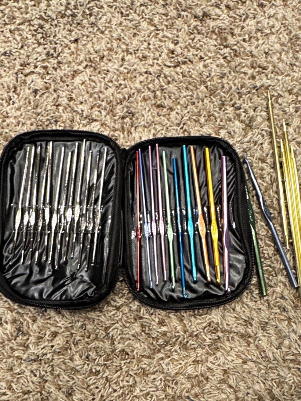 Source Unknown Multicolor Metal Crochet Hook Set with Zip Case